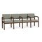 Lesro Lenox Wood 4 Seat Tandem Seating Wood Frame, Walnut, OH Eucalyptus Upholstery LW4103 - alternate 1